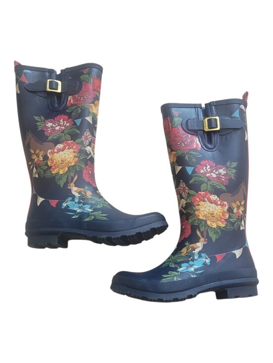 Joules Shoes - Joules Welly Print Floral Rain Boots Navy Multicolor Waterproof Tall Wellies 7